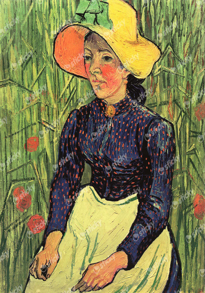 Πινακας σε καμβά VAN GOGH - YOUNG PEASANT WOMAN WITH STRAW HAT