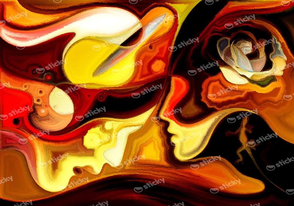 Πινακας σε καμβά PAINTING FEMALE MALE PROFILES RELATIONSHIP
