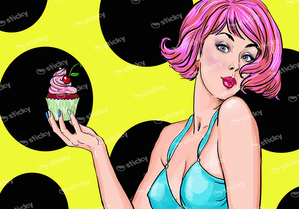 Πινακας σε καμβά CUPCAKE WOMAN POP ART