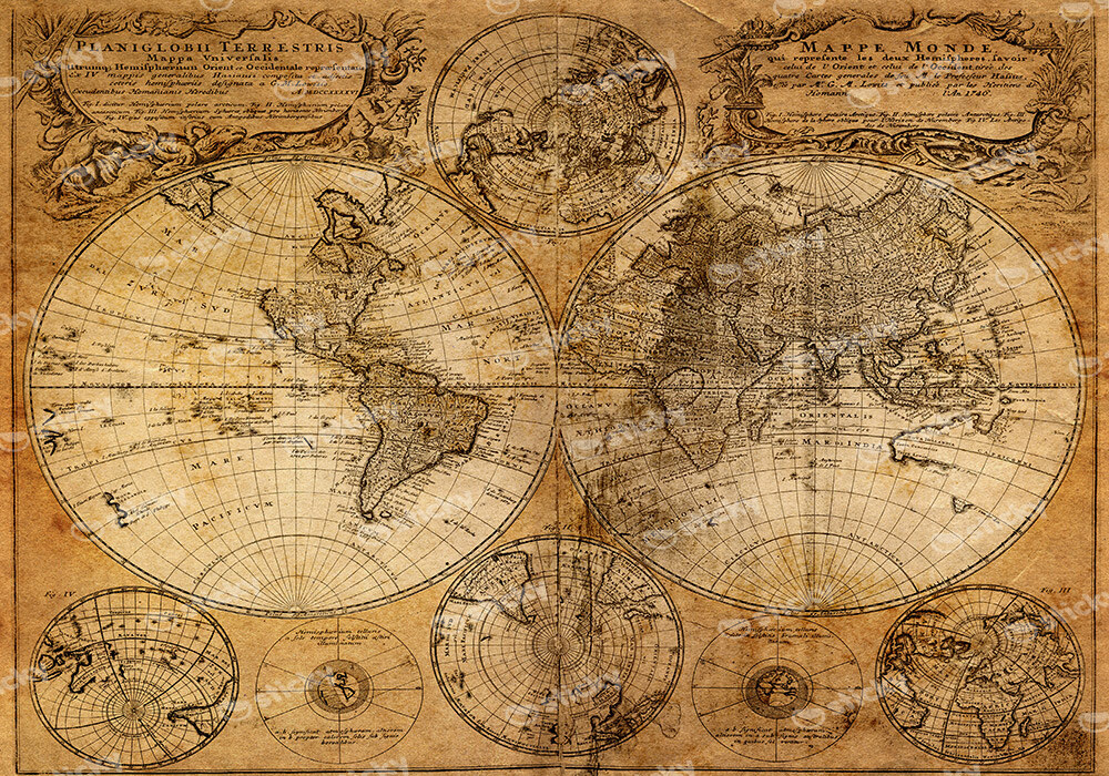 Πινακας σε καμβά OLD WORLD MAP 1746