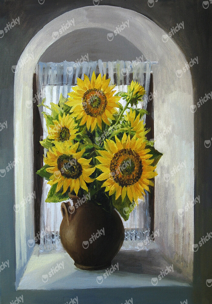 Πινακας σε καμβά SUNFLOWER WINDOW