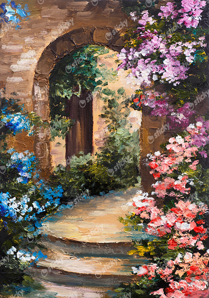 Πινακας σε καμβά FLOWERS AROUND THE TERRACE
