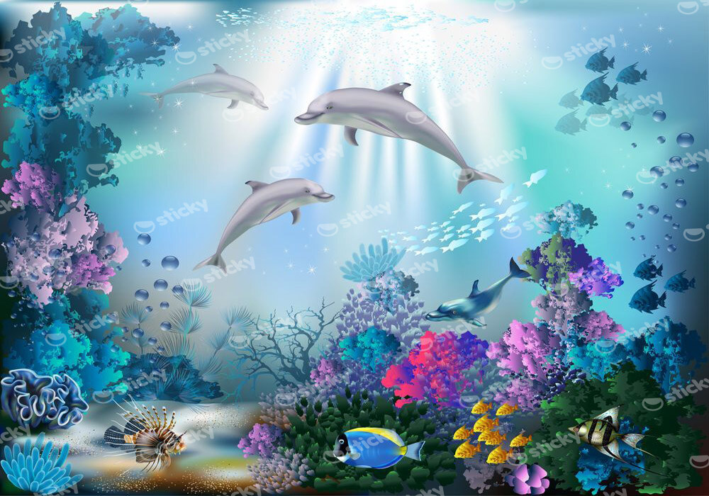 Πινακας σε καμβά UNDERWATER WORLD DOLPHINS