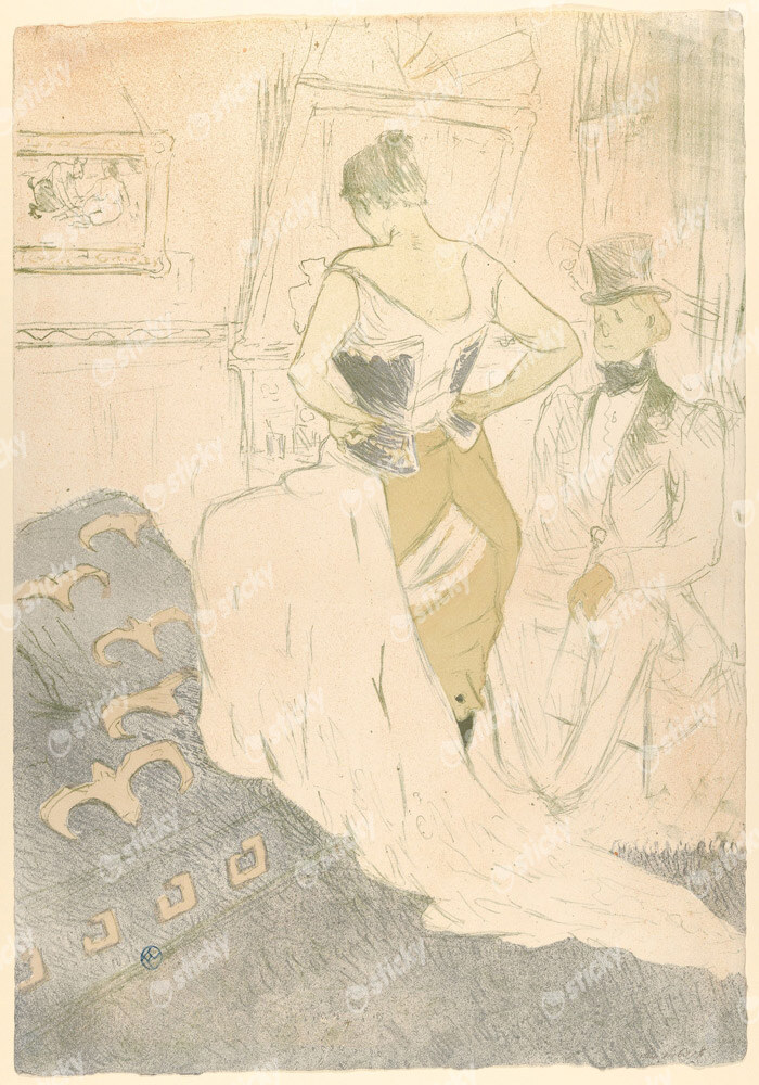 Πινακας σε καμβά TOULOUSE LAUTREC - FASTENING A CORSET