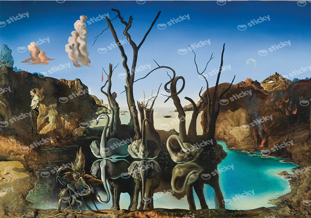 Πίνακας σε καμβά DALI - SWANS REFLECTING ELEPHANTS