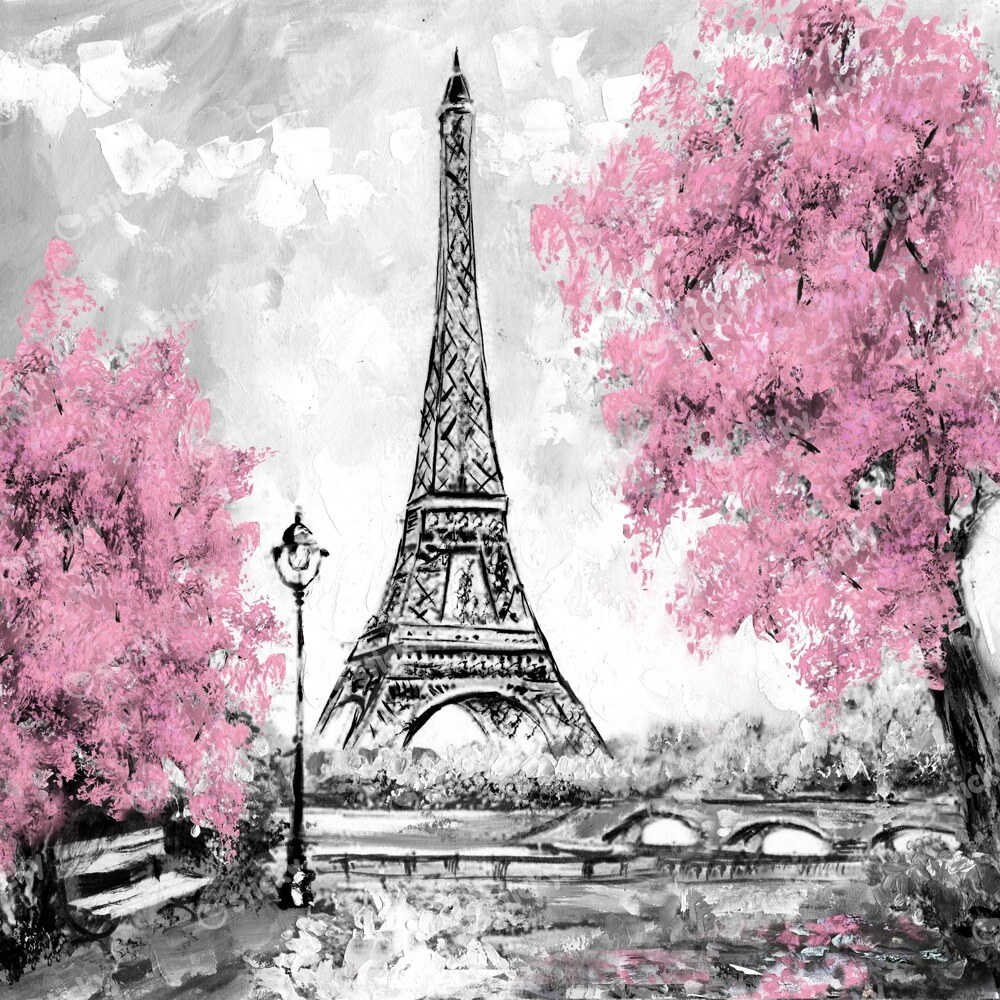 Πίνακας σε καμβά PINK PARIS OIL PAINTING