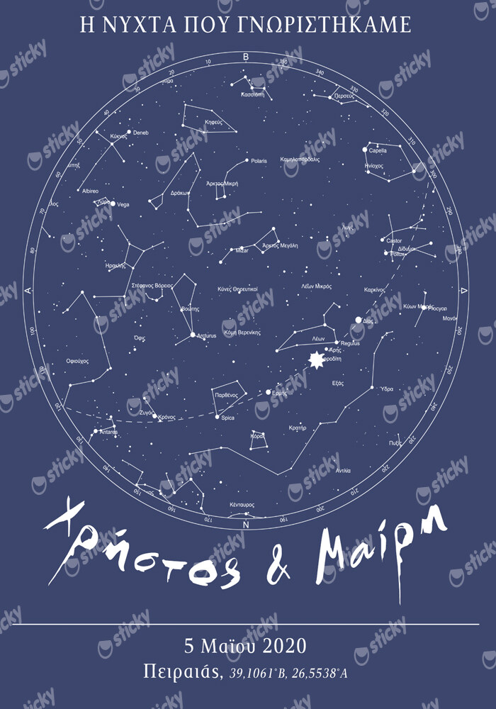 Πίνακας σε καμβά STARS LOVE blue