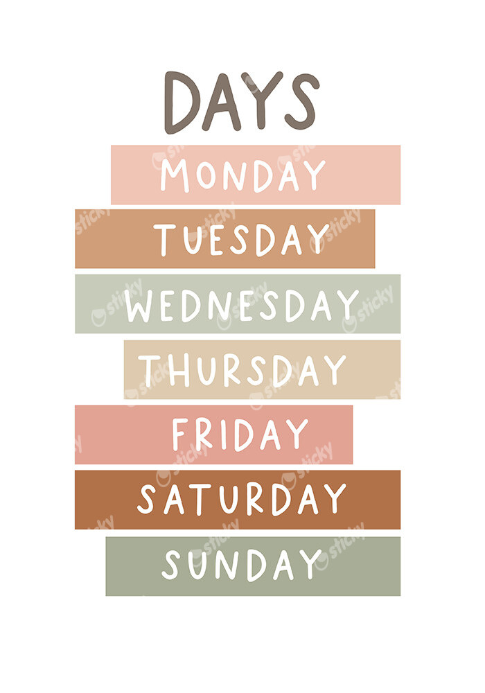 Πινακας σε καμβά DAYS OF THE WEEK