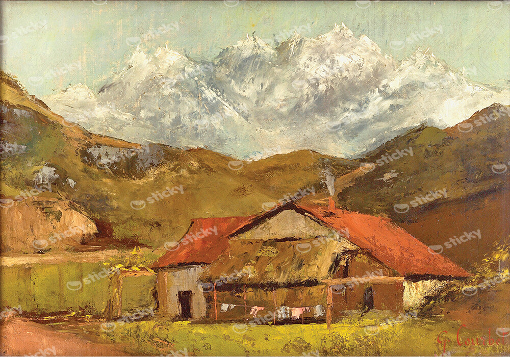 Πινακας σε καμβά GUSTAVE COURBET - A HUT IN THE MOUNTAINS