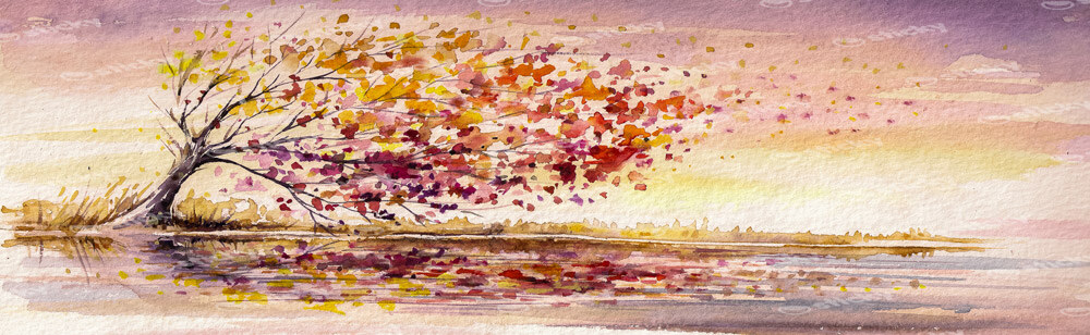 Πίνακας Πανοραμικός σε καμβά AUTUMN TREE IN WIND