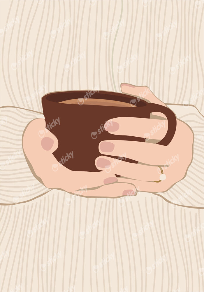 Πινακας σε καμβά GIRL HOLDING COFFEE MUG