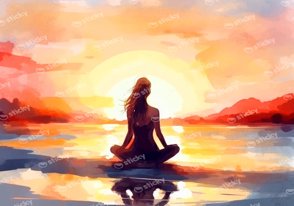 Πινακας σε καμβά YOGA AT SUNSET
