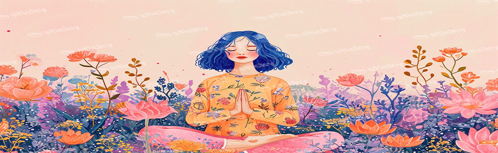 Πίνακας σε καμβά YOGA MEDITATING IN A FIELD