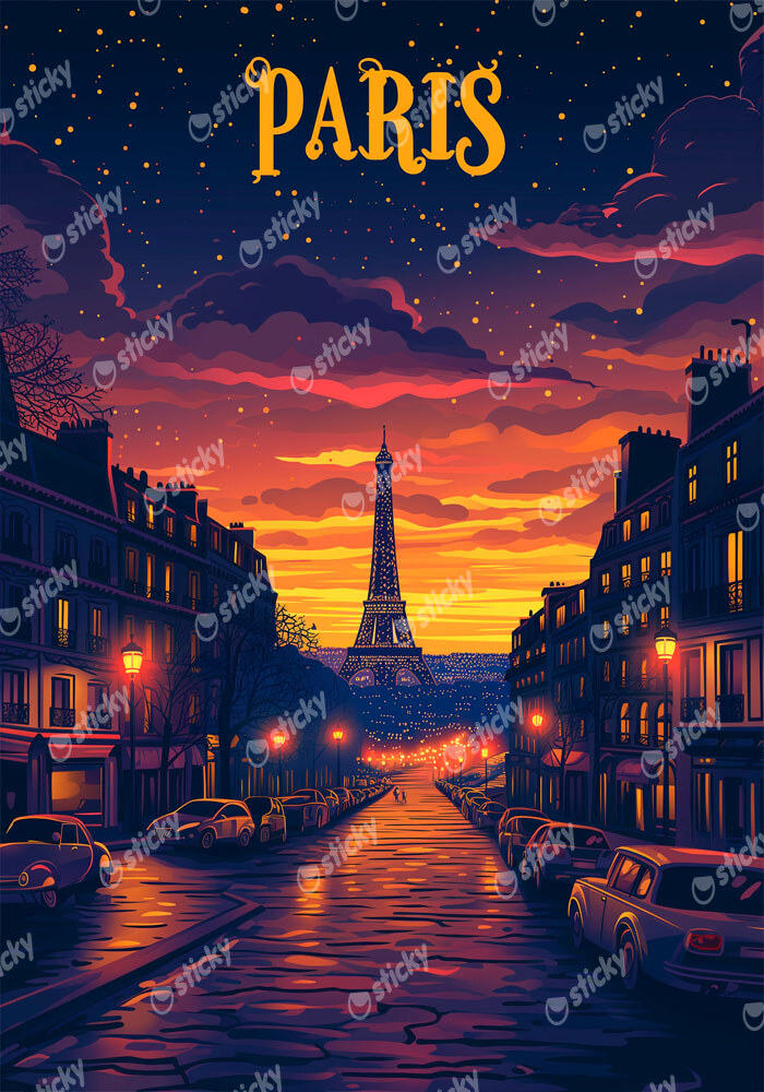 Πινακας σε καμβά PARIS NIGHT DRAWING