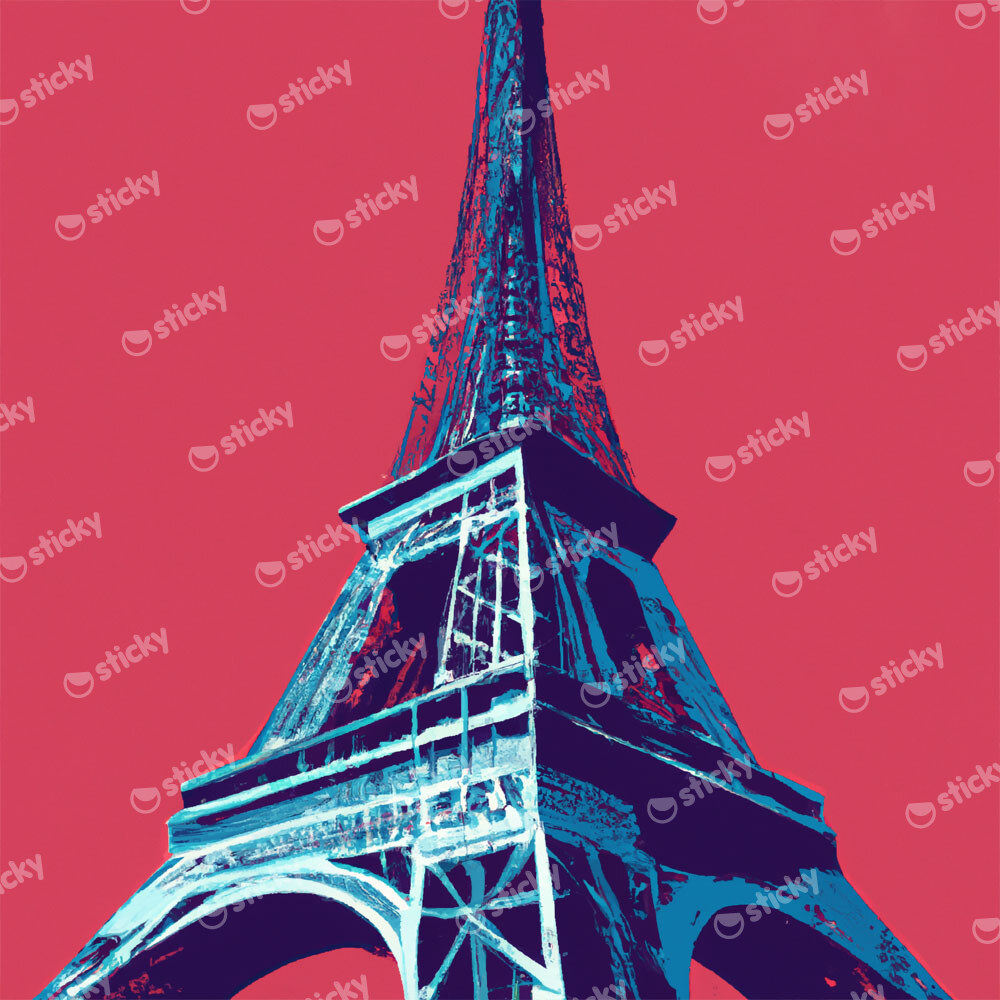 Πίνακας Τετράγωνος EIFFEL ON RED BACKGROUND