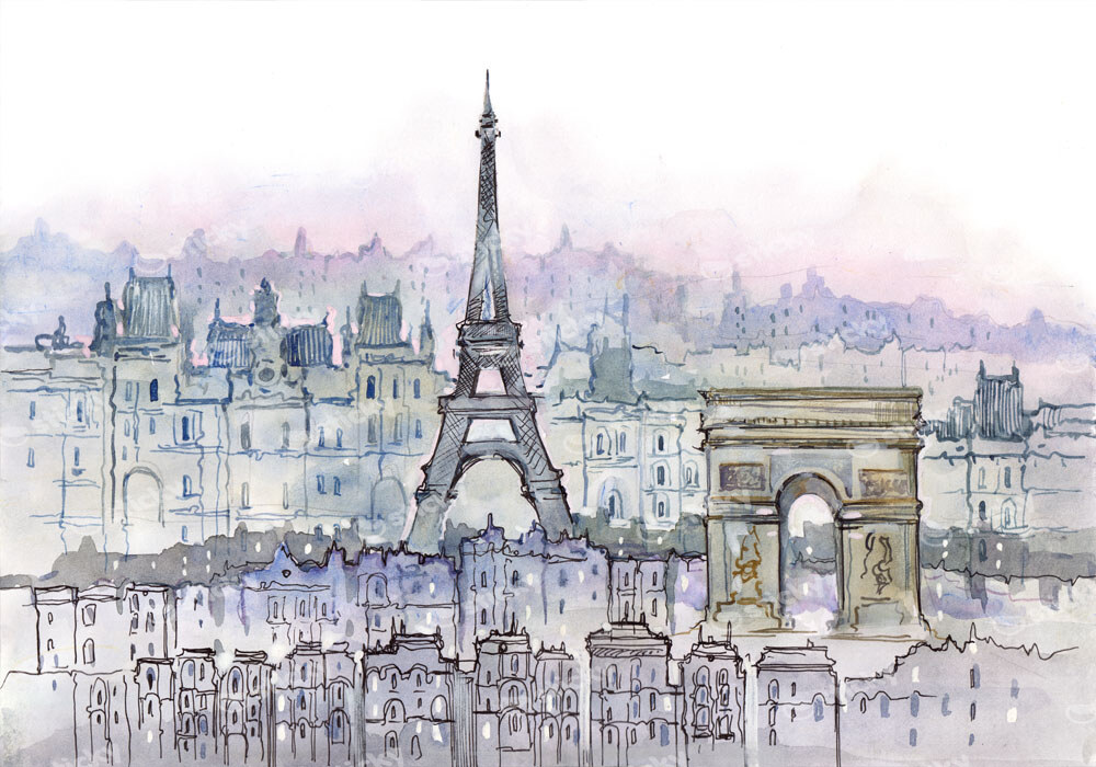 Πινακας σε καμβά WATERCOLOR PARIS