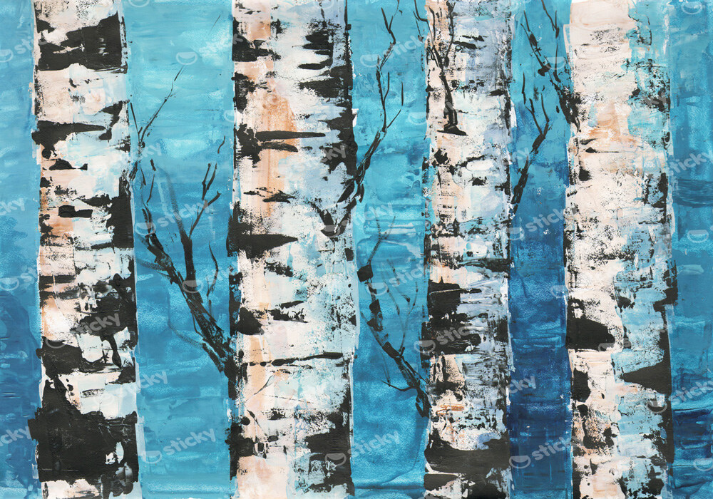 Πινακας σε καμβά BIRCH FOREST OIL PAINTING