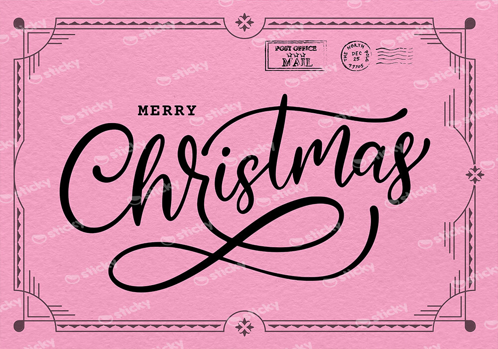 Πινακας σε καμβά PINK CHRISTMAS POSTCARD