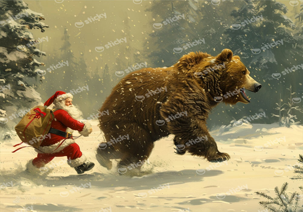 Πινακας σε καμβά SANTA WITH BEAR