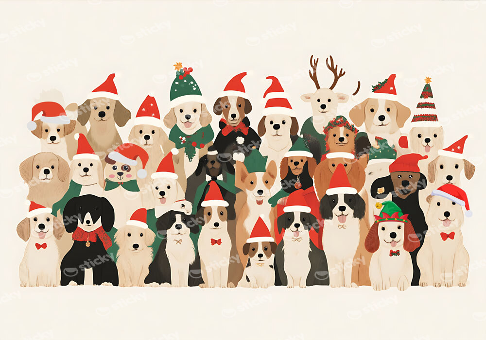 Πινακας σε καμβά XMAS DOGS