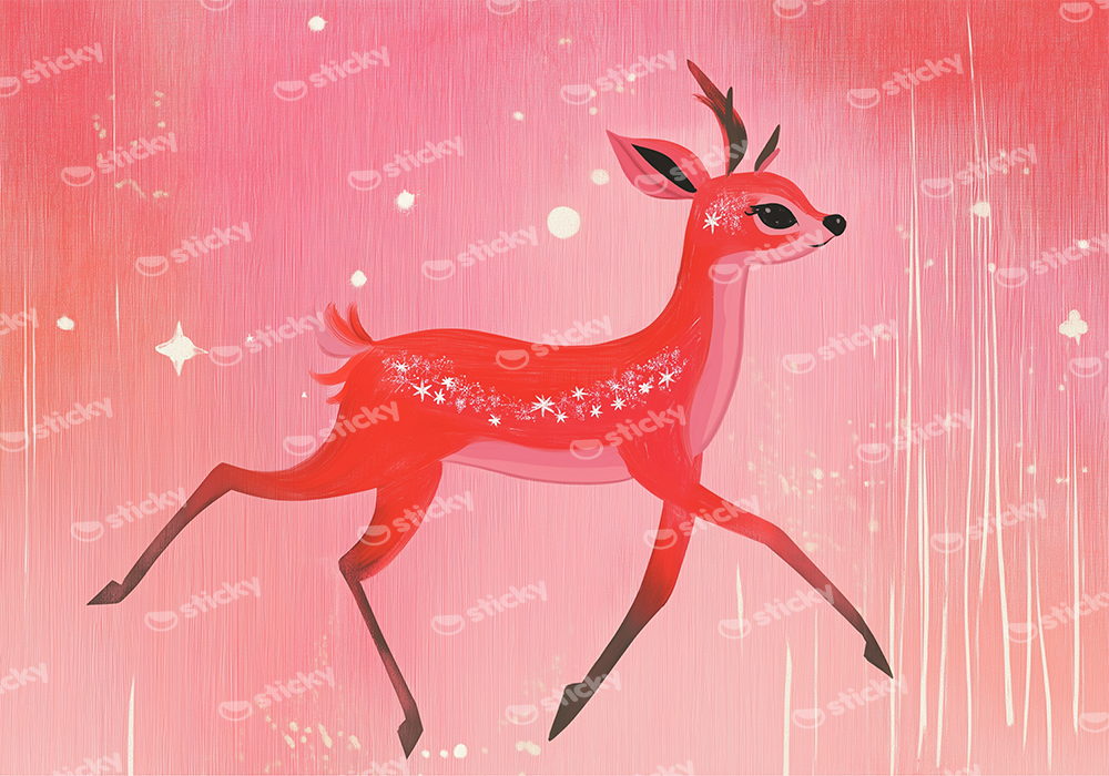 Πινακας σε καμβά PINK CHRISTMAS DEER