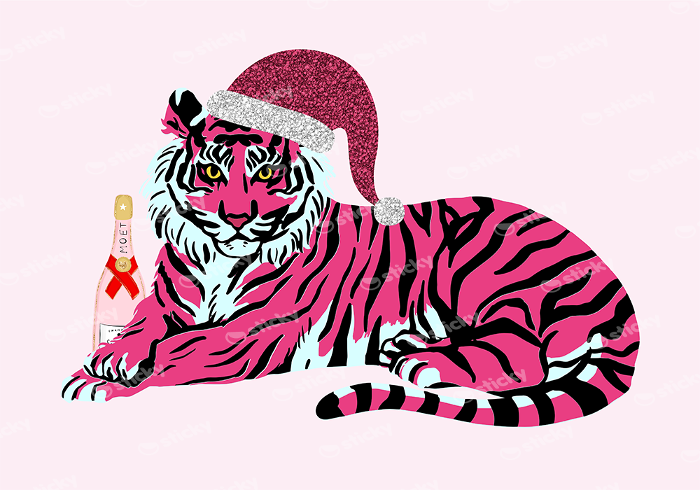 Πινακας σε καμβά PINK CHRISTMAS TIGER