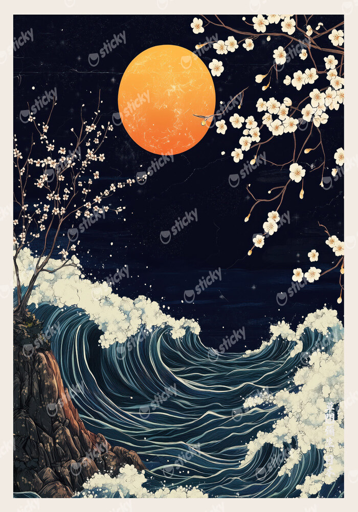Πόστερ OCEAN AND FULL MOON