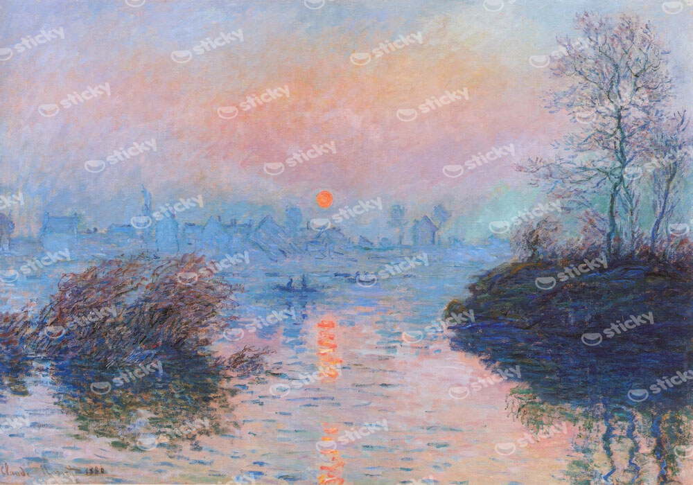 Πινακας σε καμβά MONET - SUNSET AT LAVACOURT, WINTER EFFECT