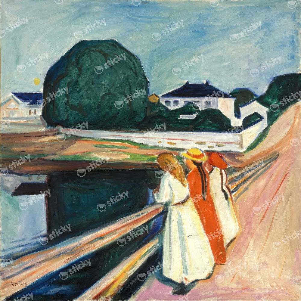 Πίνακας σε καμβά EDVARD MUNCH - THE GIRLS ON THE BRIDGE