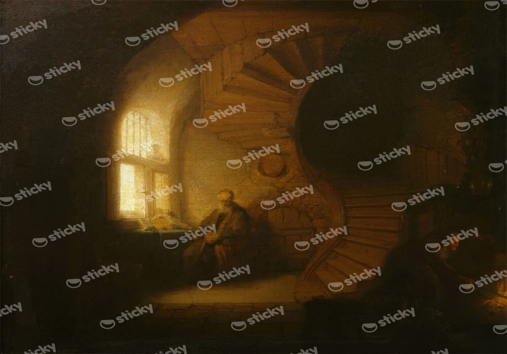 Πινακας σε καμβά REMBRANDT - PHILOSOPHE EN MEDITATION
