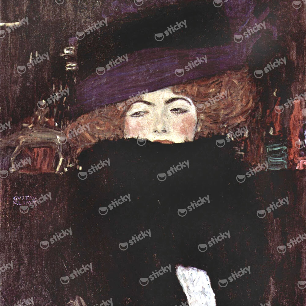 Πίνακας σε καμβά KLIMT - WOMAN WITH A HAT AND A FEATHER BOA
