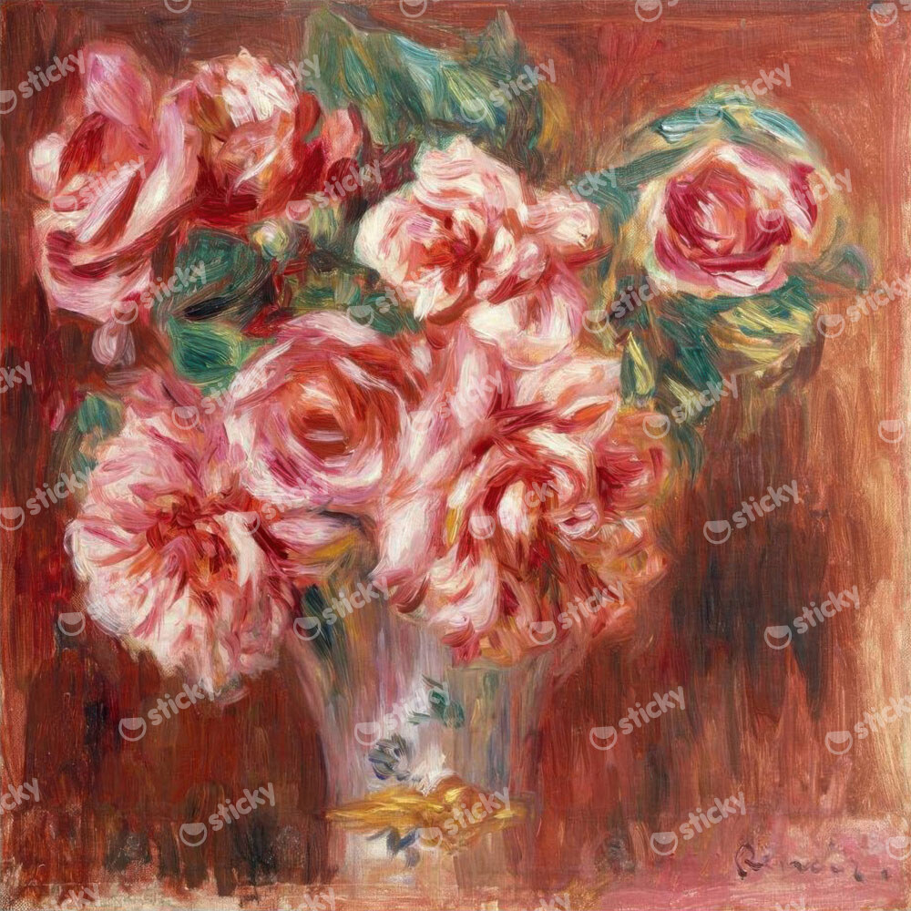 Πίνακας σε καμβά RENOIR - ROSES DANS UN VASE