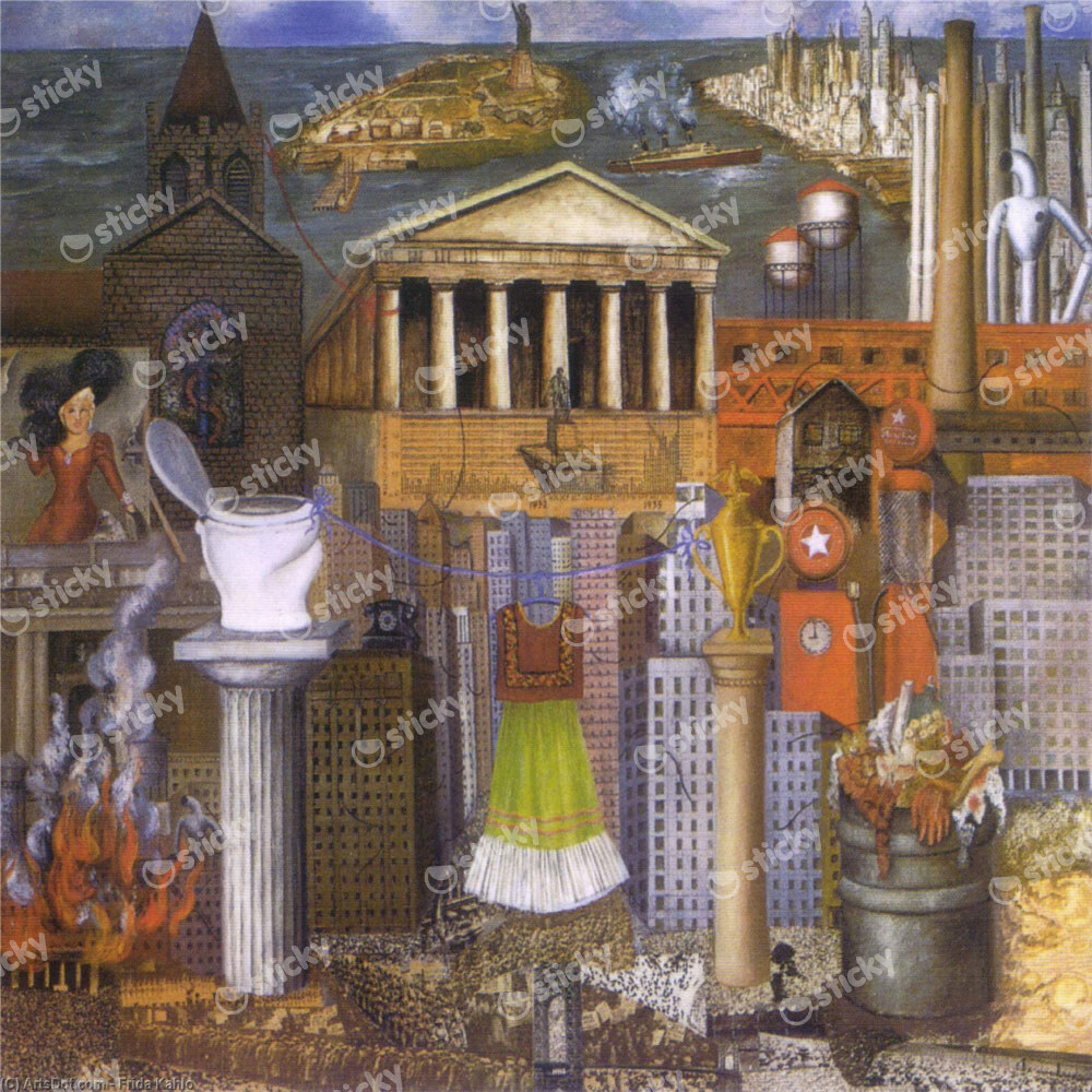 Πίνακας σε καμβά FRIDA KAHLO - MY DRESS HANGS THERE