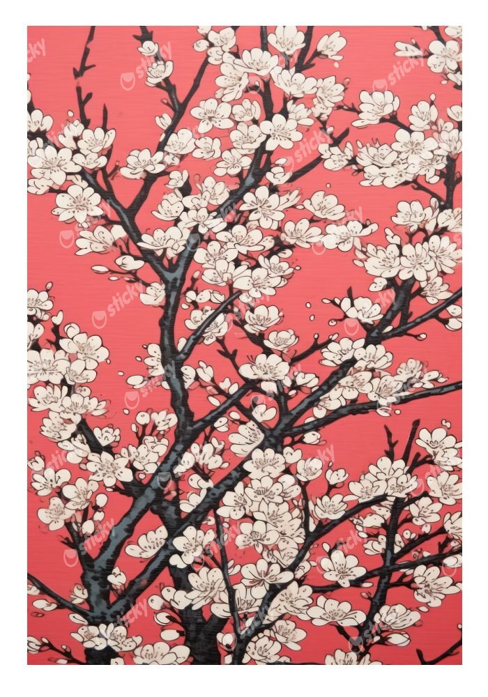 Πόστερ JAPANESE ALMOND BLOSSOM RED