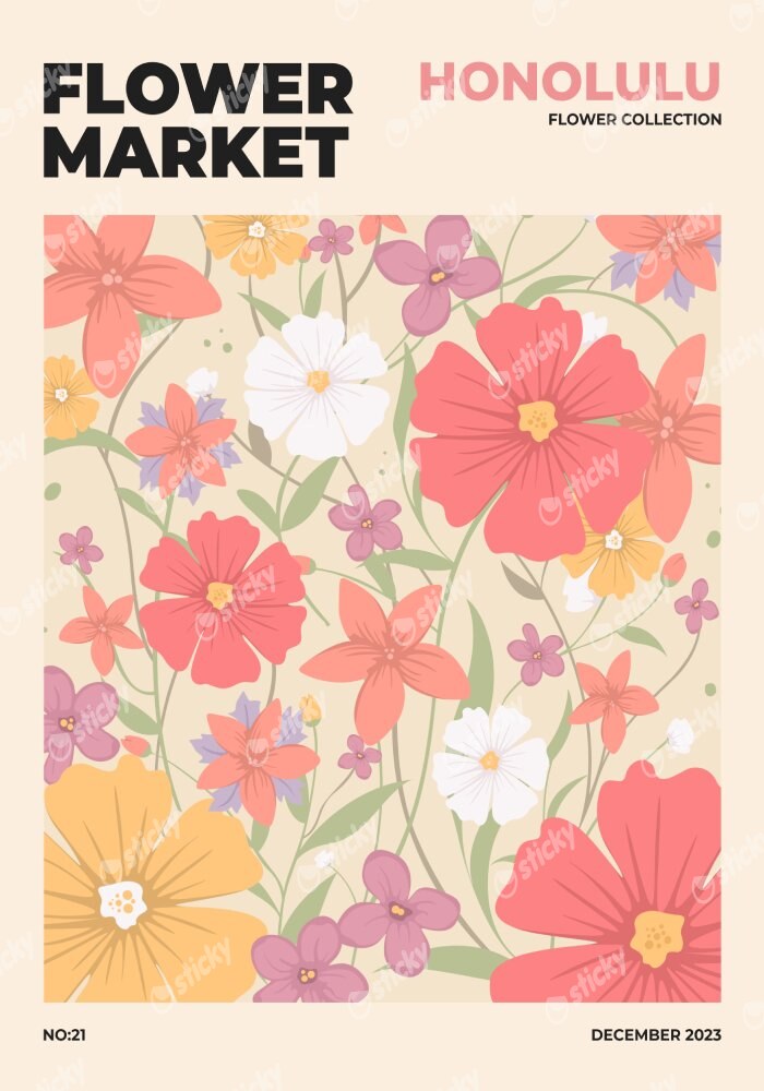 Πόστερ FLOWER MARKET HONOLULU