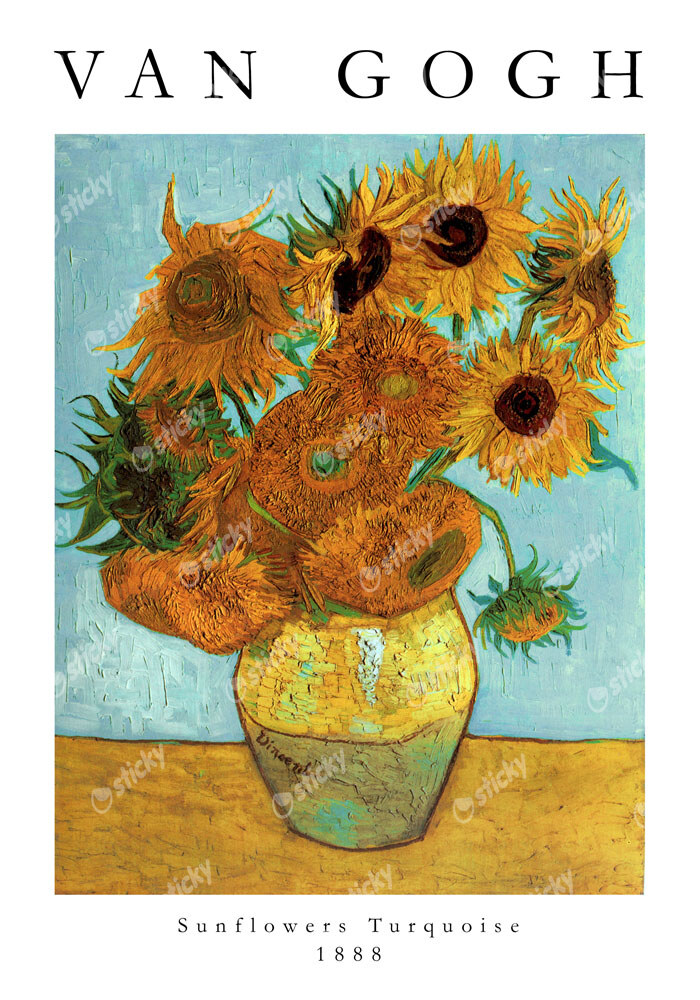 Πόστερ VAN GOGH - SUNFLOWERS TURQUOISE