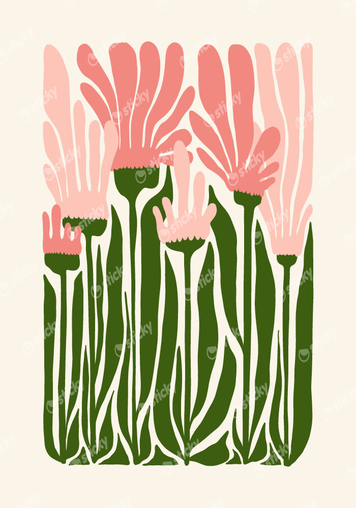 Πόστερ PINK AND GREEN FLOWERS