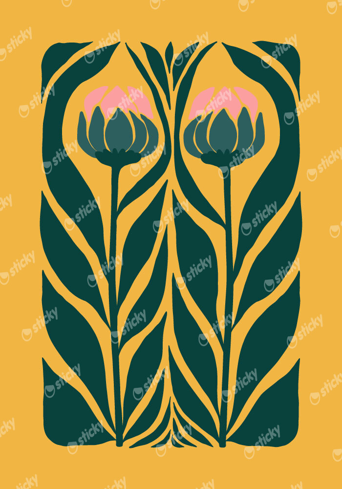 Πόστερ PINK AND GREEN FLOWERS 2