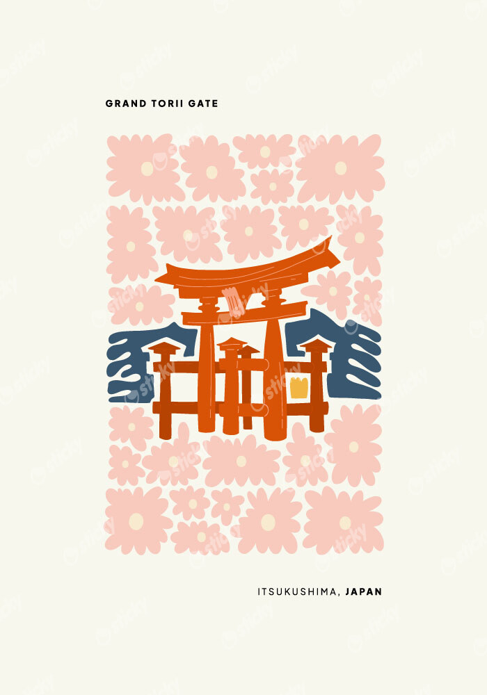 Πόστερ FLORAL TRAVEL GRAND TORII GATE