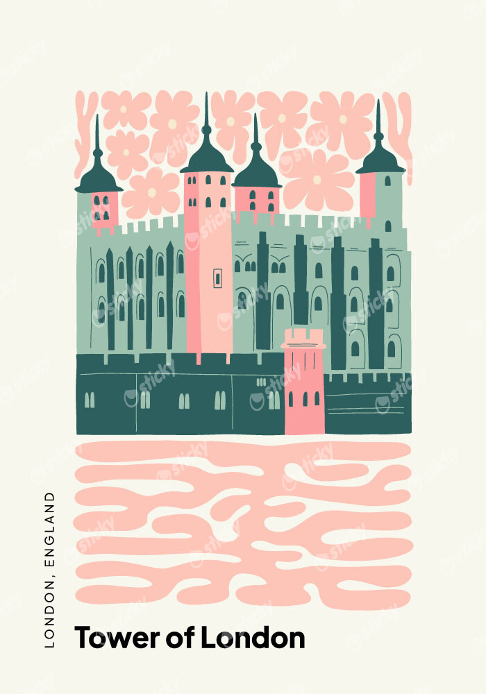 Πόστερ FLORAL-TRAVEL-LONDON-TOWER