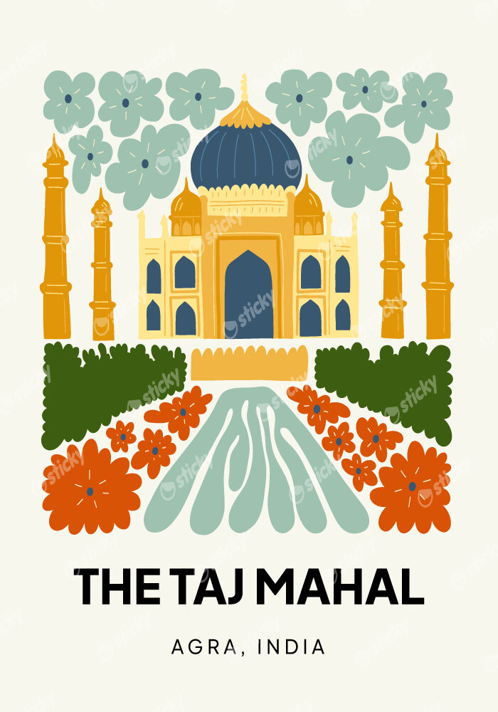 Πόστερ FLORAL TRAVEL TAJ MAHAL