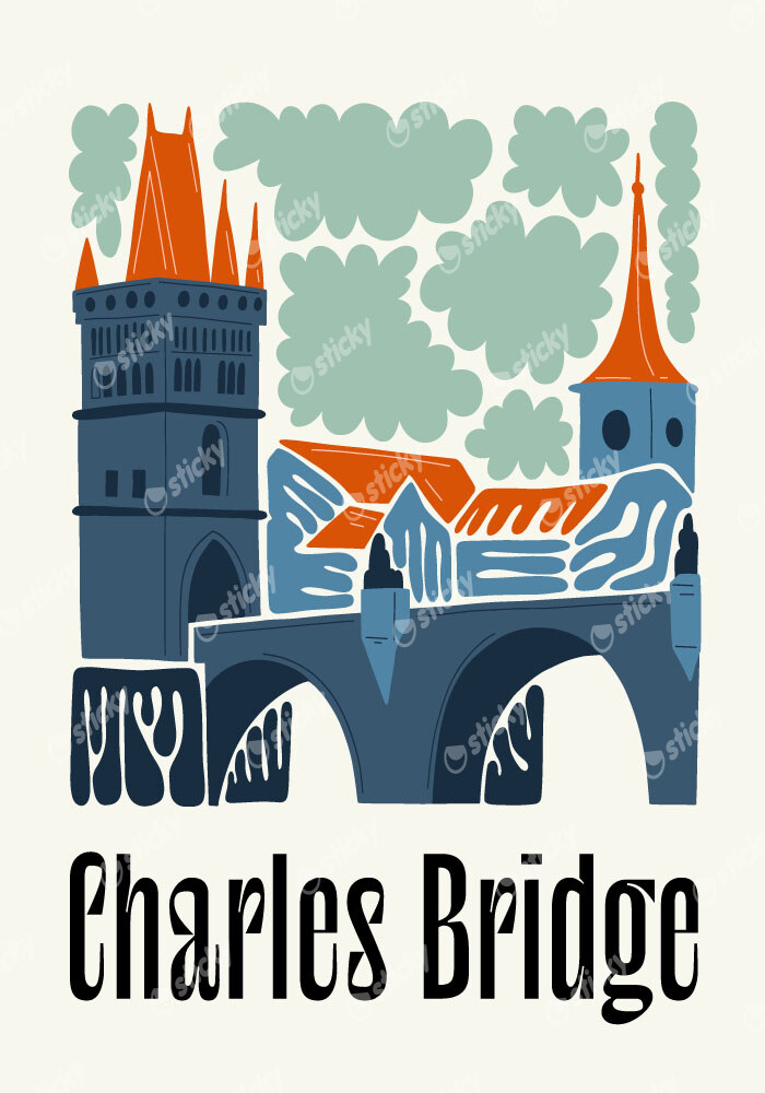 Πόστερ FLORAL TRAVEL CHARLES BRIDGE