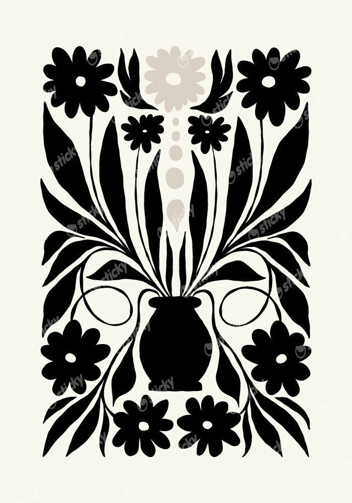 Πόστερ BLACK AND WHITE FLORAL 2