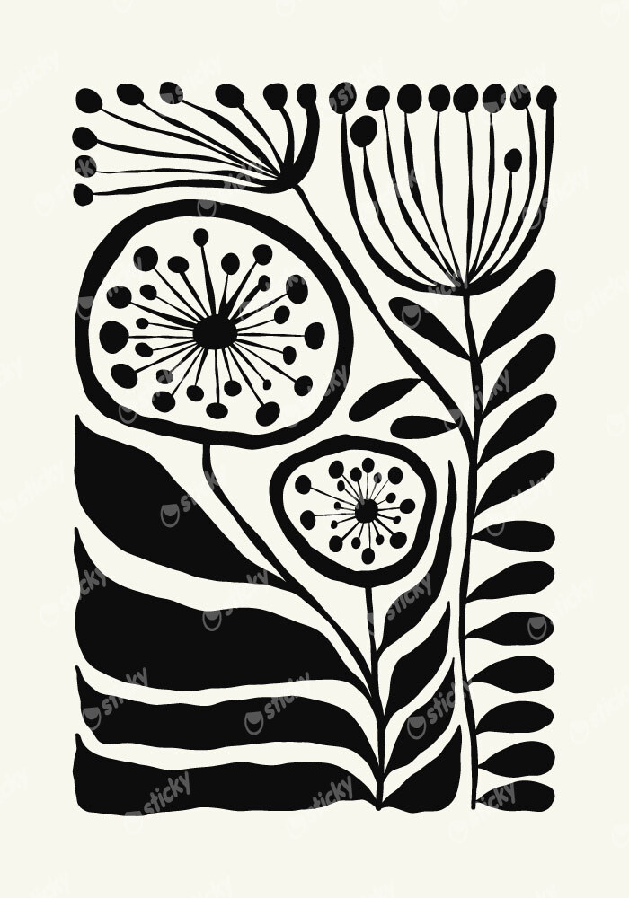Πόστερ BLACK AND WHITE FLORAL 3