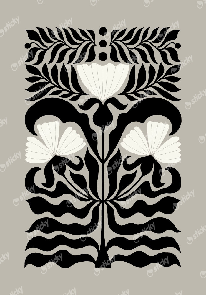 Πόστερ BLACK AND WHITE FLORAL 4