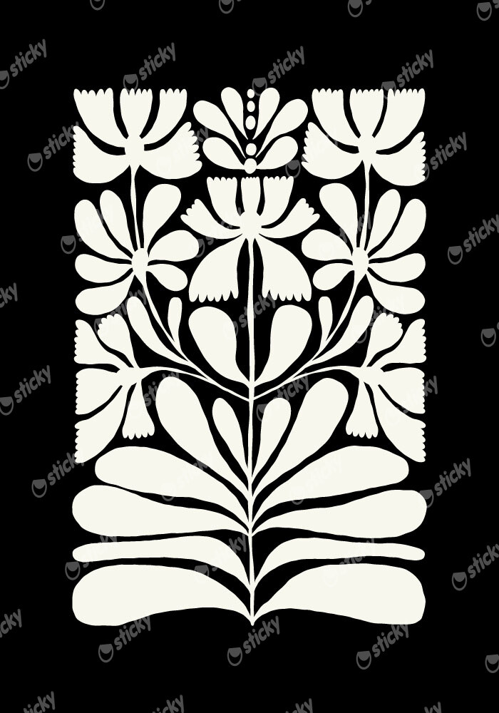 Πόστερ BLACK AND WHITE FLORAL 6