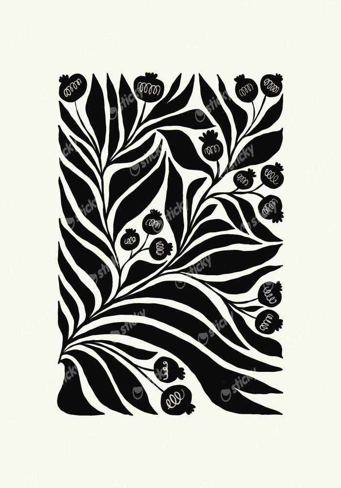 Πόστερ BLACK AND WHITE FLORAL 8