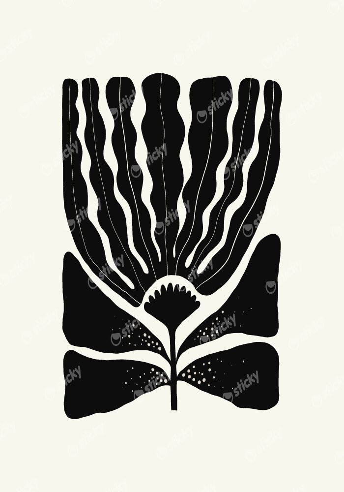 Πόστερ BLACK AND WHITE FLORAL 9