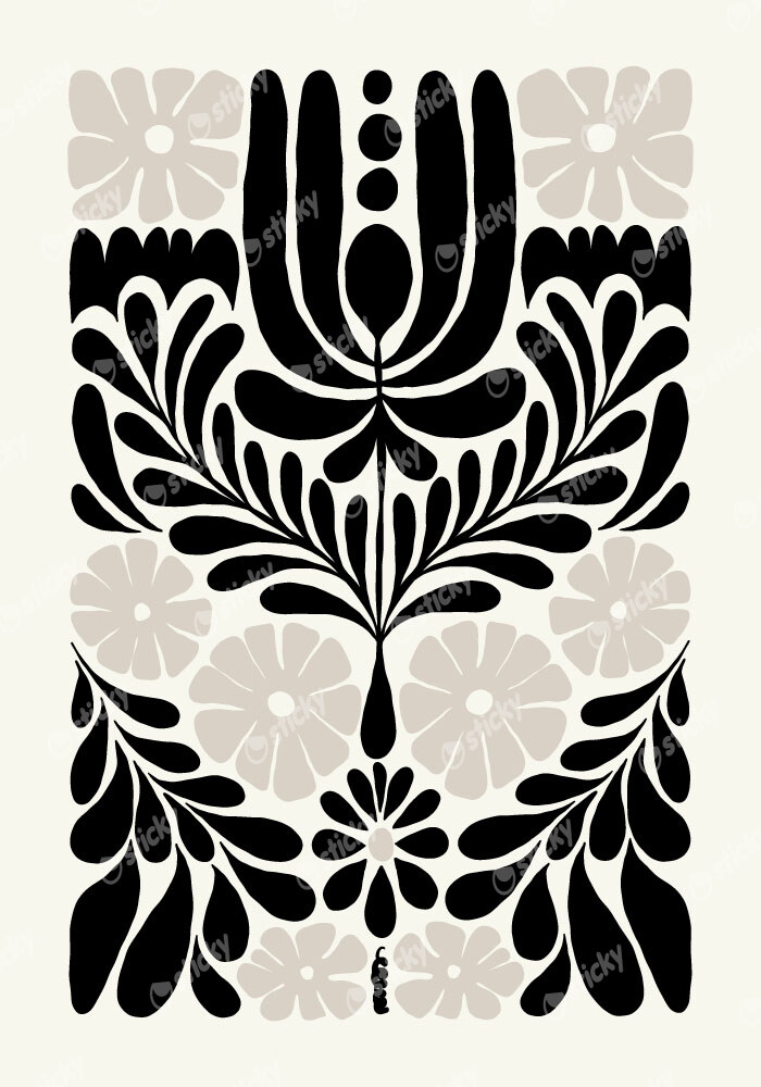 Πόστερ BLACK AND WHITE FLORAL 10