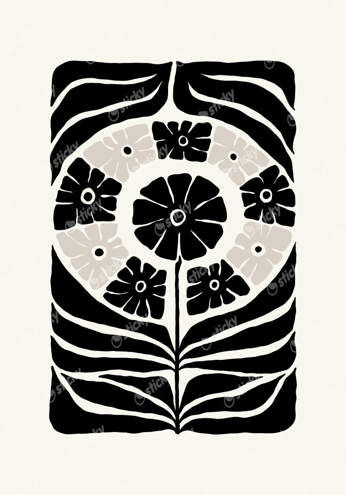 Πόστερ BLACK AND WHITE FLORAL 11